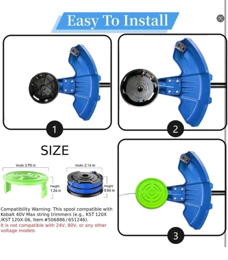 Chway 7 Pcs Dual Line String Trimmers Spools Compatible 6 Spools+1 Cap, Black gallery