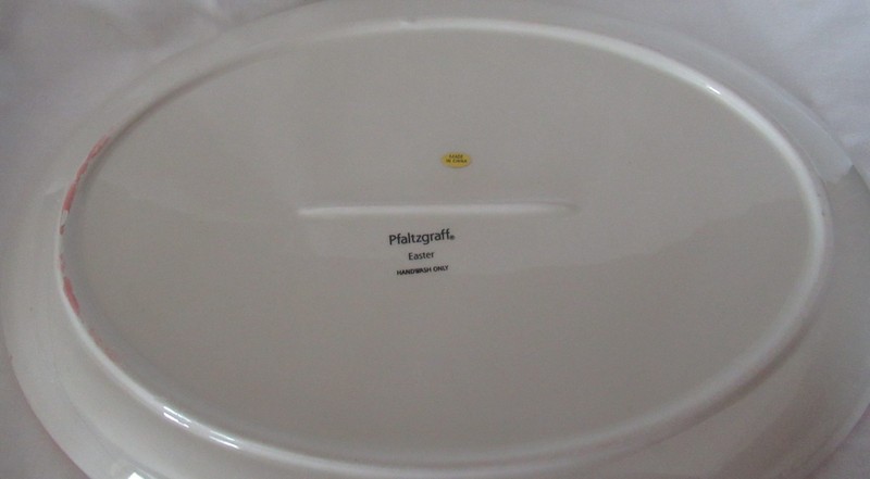 Pfaltzgraff EASTER Bunny Oval Serving Dish ceramic pink white hand wash only gallery