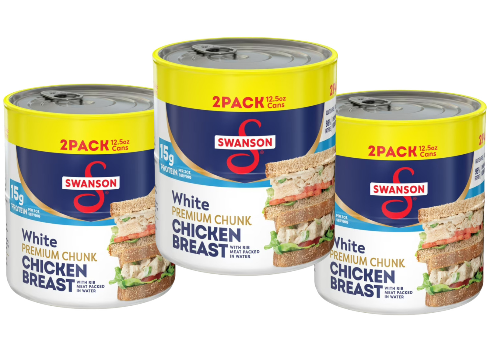 Swanson White Premium Chunk Chicken Breast with Rib Meat in Water, 3 packs 12.5 gallery