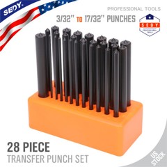28Pcs Center Transfer Punch Set 3/32″ – 1/2″ Heat Treated Alloy Steel Forging