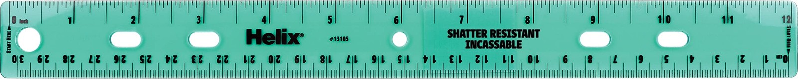 Helix Standard Ruler, 12 Inch / 30cm, Assorted Colors (13105) gallery