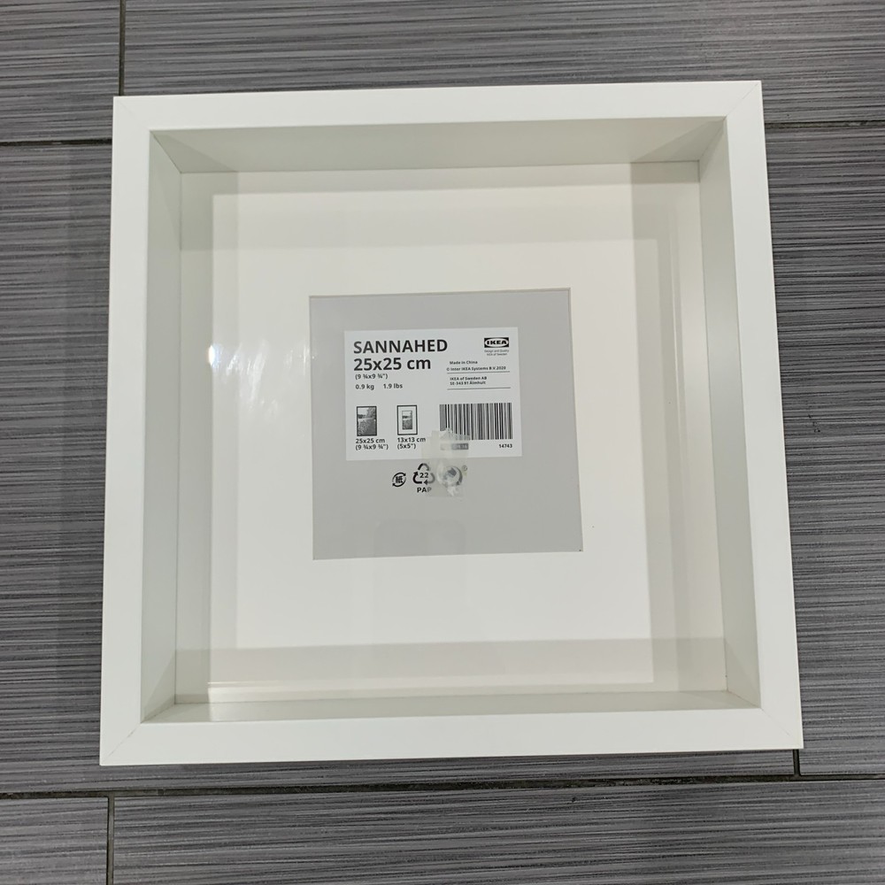 IKEA Sannahed Shadow Box Frame White 9.75x9.75 Square 3D Picture Display
