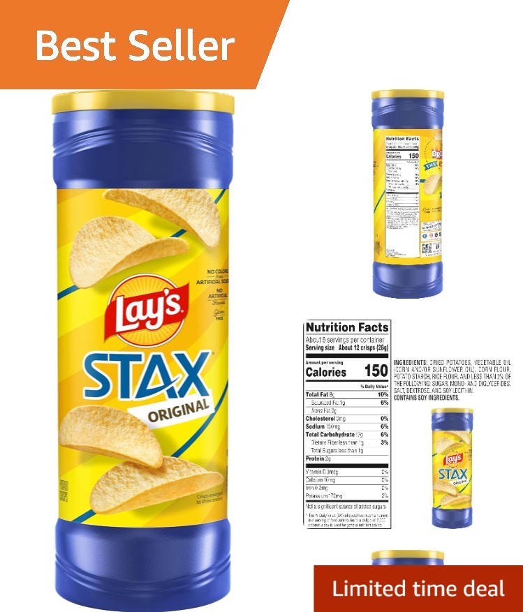 Snack Anytime with Lay's Stax Crisps - 5.75 Oz Re-sealable Canister gallery