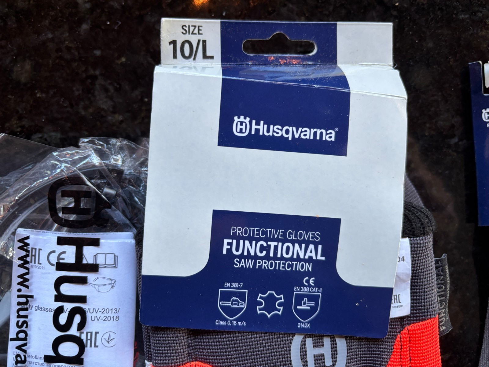 Husqvarna Large Functional Saw Protection Gloves - 579380210 Glasses and Lanyard gallery