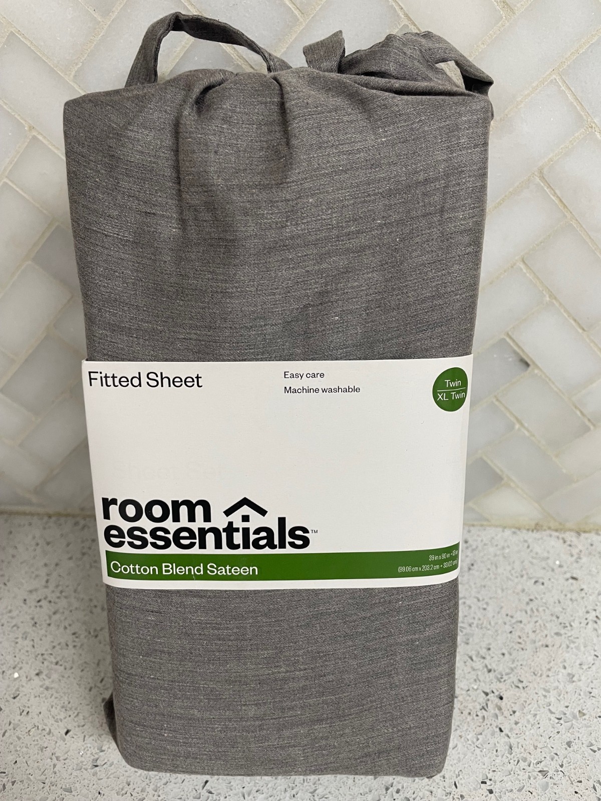 Room Essentials Cotton Blend Sateen Fitted Sheet Twin / XL Twin Heather Grey gallery