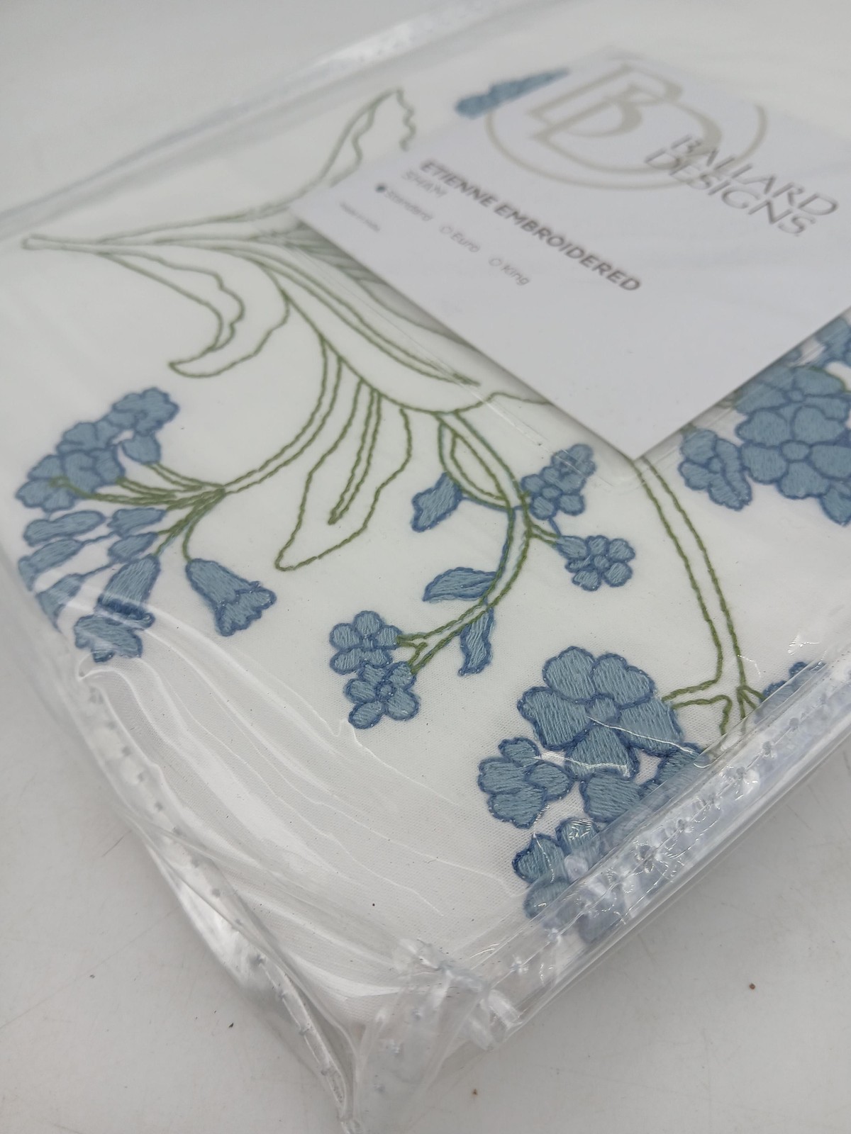 Ballard Designs Etienne Sham Pillow Cover Standard 20x26 Embroidered Floral New gallery