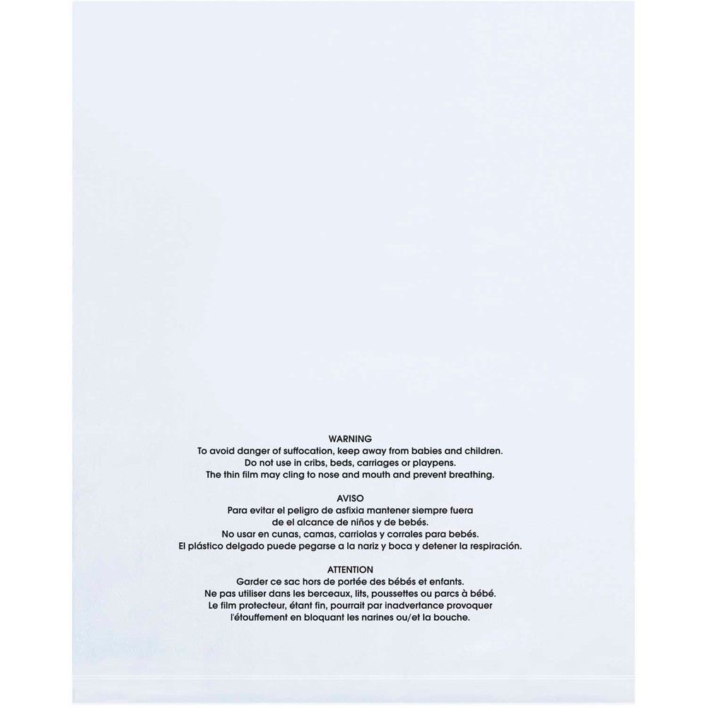 Global Industrial Flat Suffocation Warning Poly Bags 9"W x 12"L 1 Mil Clear 1000