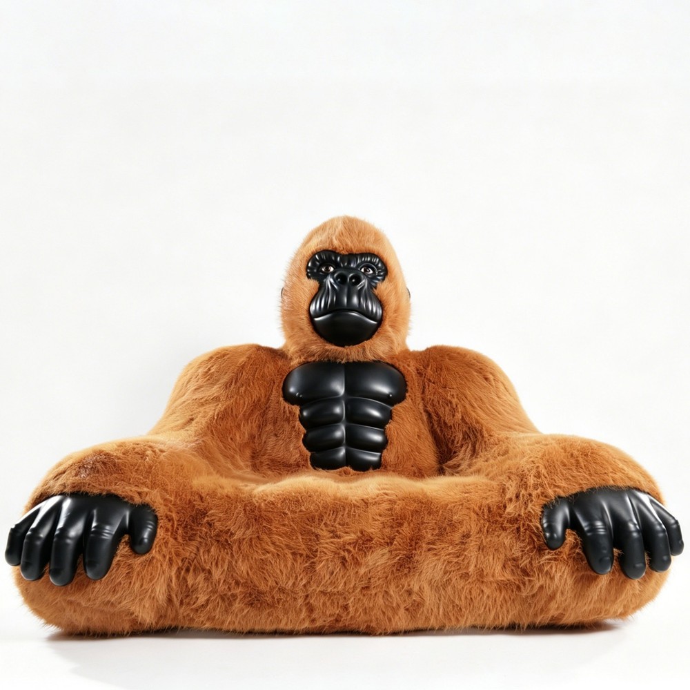 Inflatable Gorilla Couch Sofa Luxury Mink Plush 600kg Load Capacity Lounge Chair