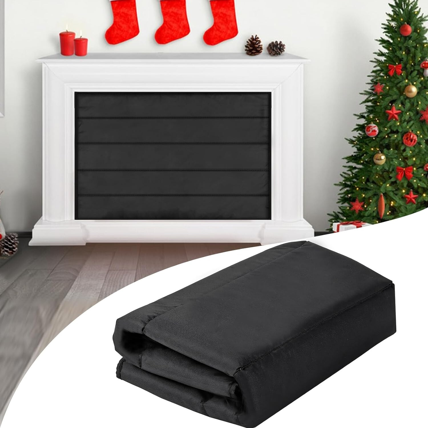 49x37 Inch Magnetic Fireplace Cover with 12 Built-in Magnets for Heat Loss 51x39 gallery