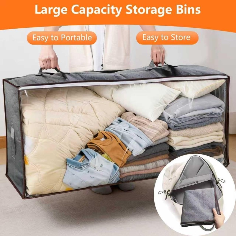 Under Bed Storage Containers 90L 4 Pcs Transparent Underbed Storage Bins w/ Grey gallery