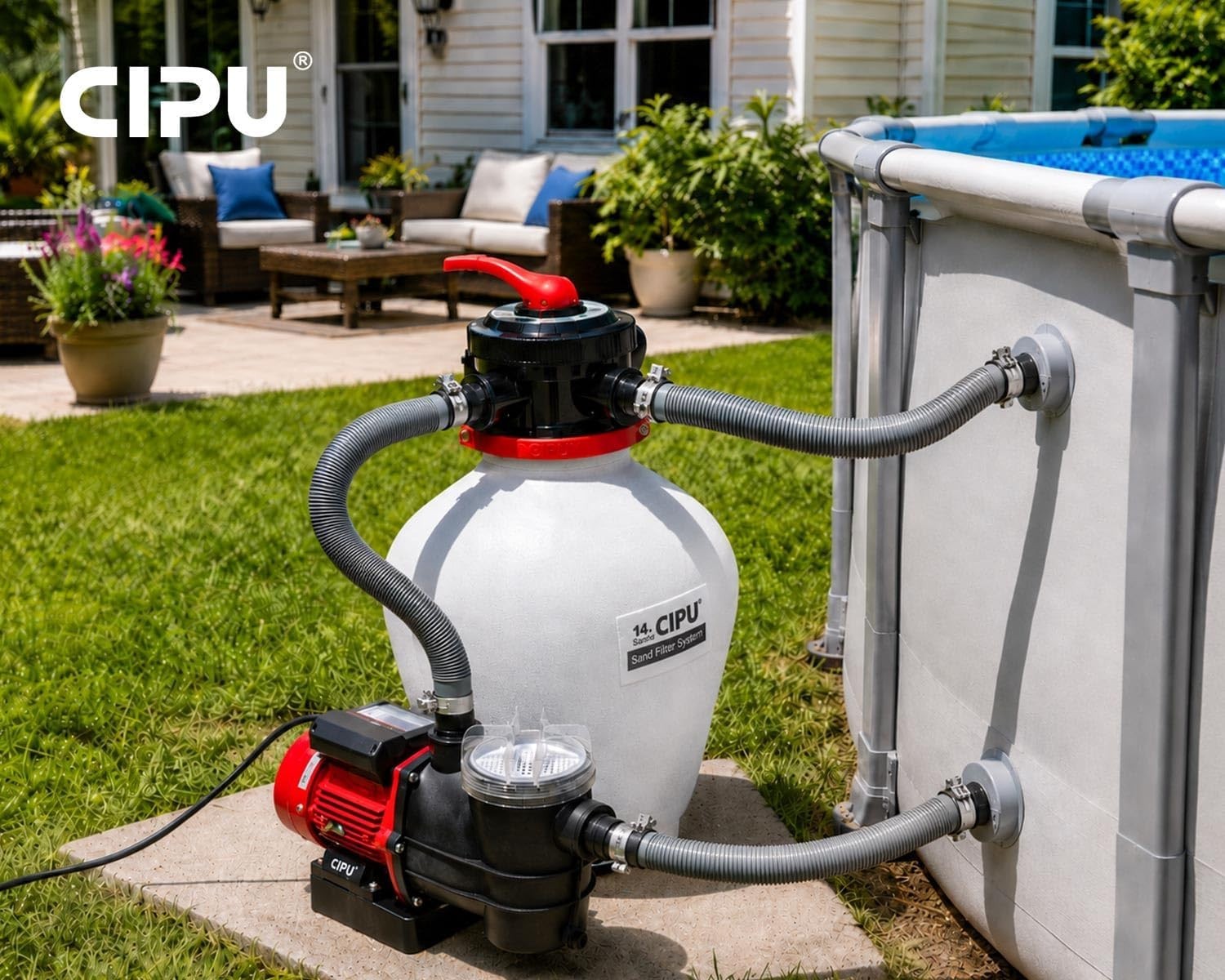 CIPU 14-inch Sand Filter Pump System for Above Ground Pools 0.5HP 115V gallery