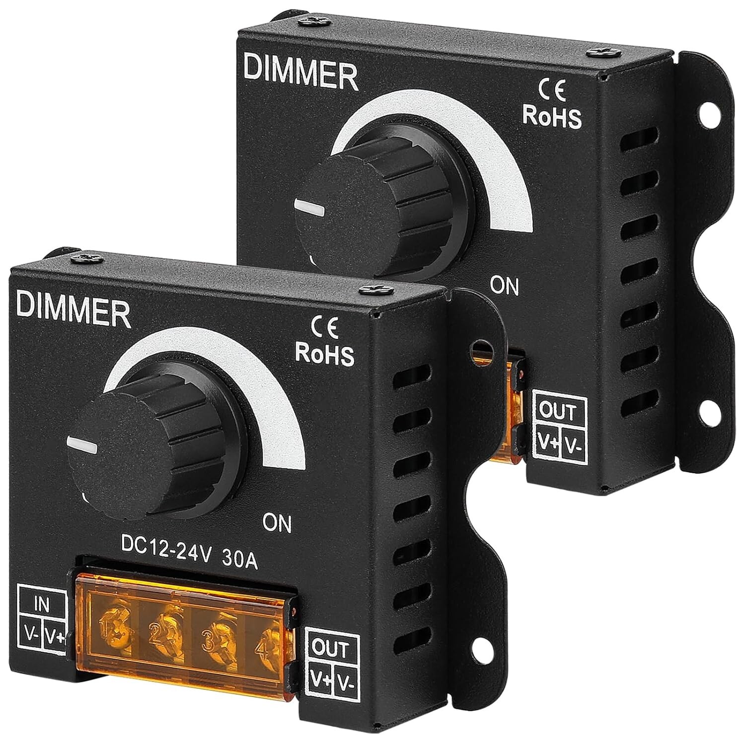 2Pack LED Dimmer Switch DC 12-24V 30A PWM Stepless Brightness Dimming Controller gallery