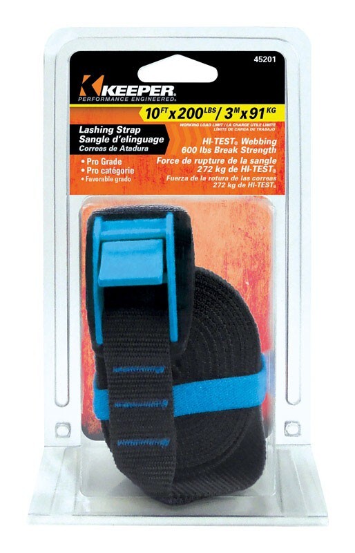 Keeper Performance Engineered 10' x 200 lbs Lashing Strap Hi-Test Webbing 1 pk