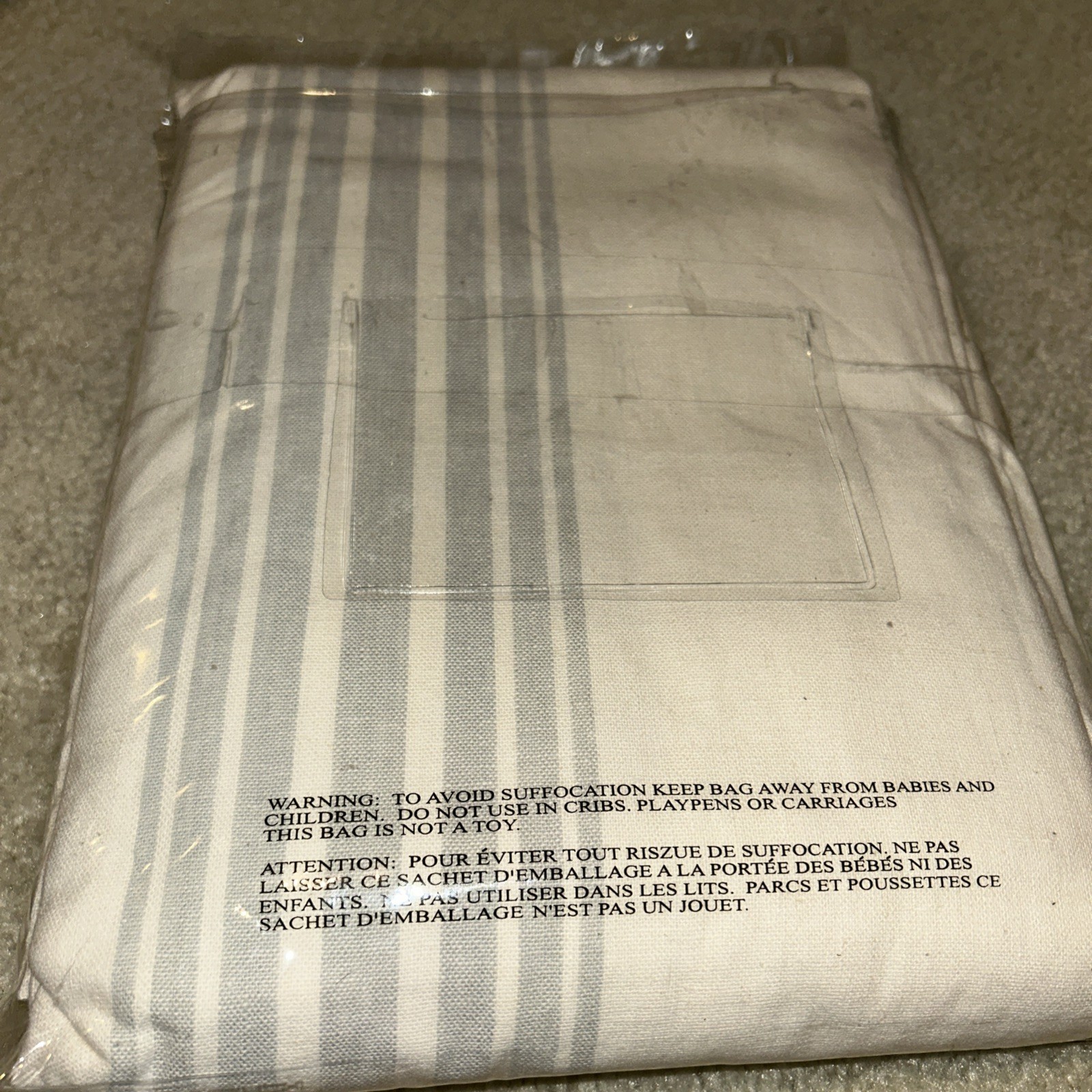 Pottery Barn Riviera Striped Cotton Lined Drape Panel Porcelain Blue 50x 96" #Q6 gallery