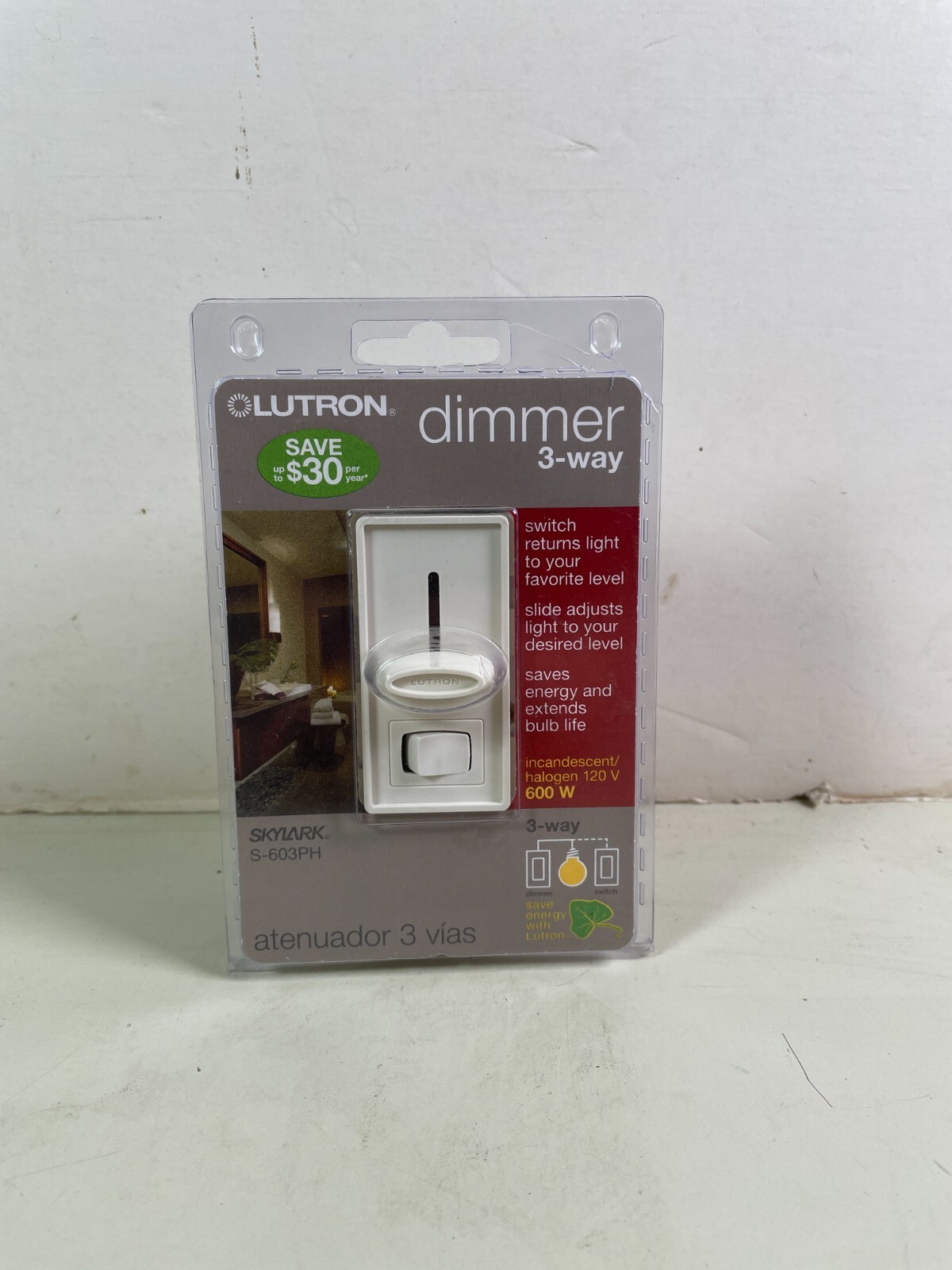 Lutron Skylark 3 Way Dimmer Switch in Light Almond S-603PH-LA 120v 600w 3-Way gallery
