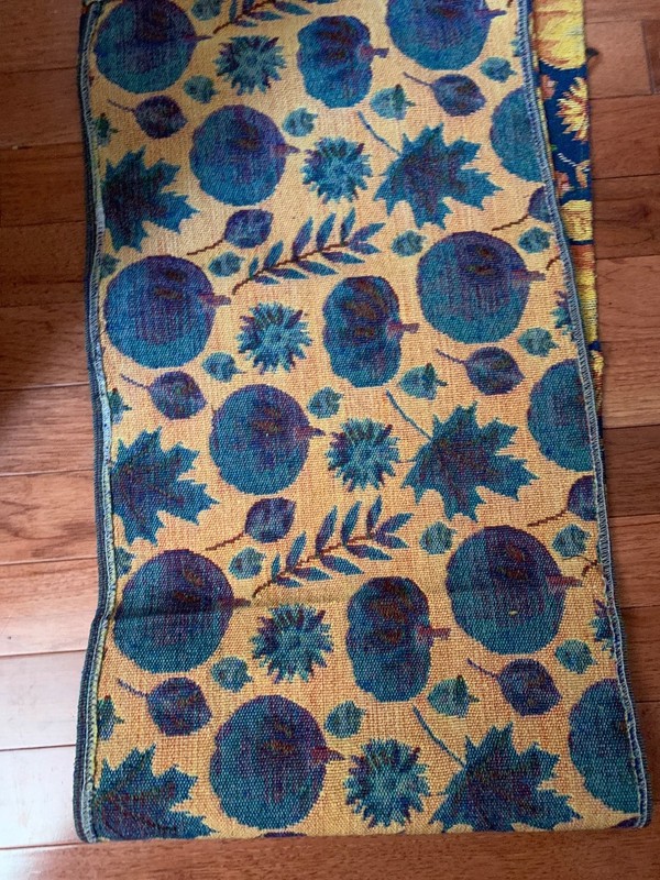 Fall Pumpkin & Leaves Tapestry Table Runner 12x70 Vibrant Harvest Decor Blue/Ora gallery