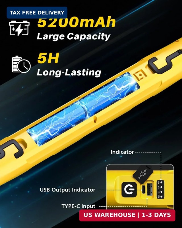 Magnetic Work Light, 3000LM LED Light Bar, 5200mAh Rechargeable Magnetic Underho gallery