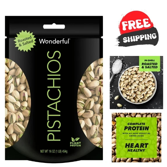 Wonderful Pistachios, In-Shell Roasted & Salted Nuts, 16 Ounce Bag gallery