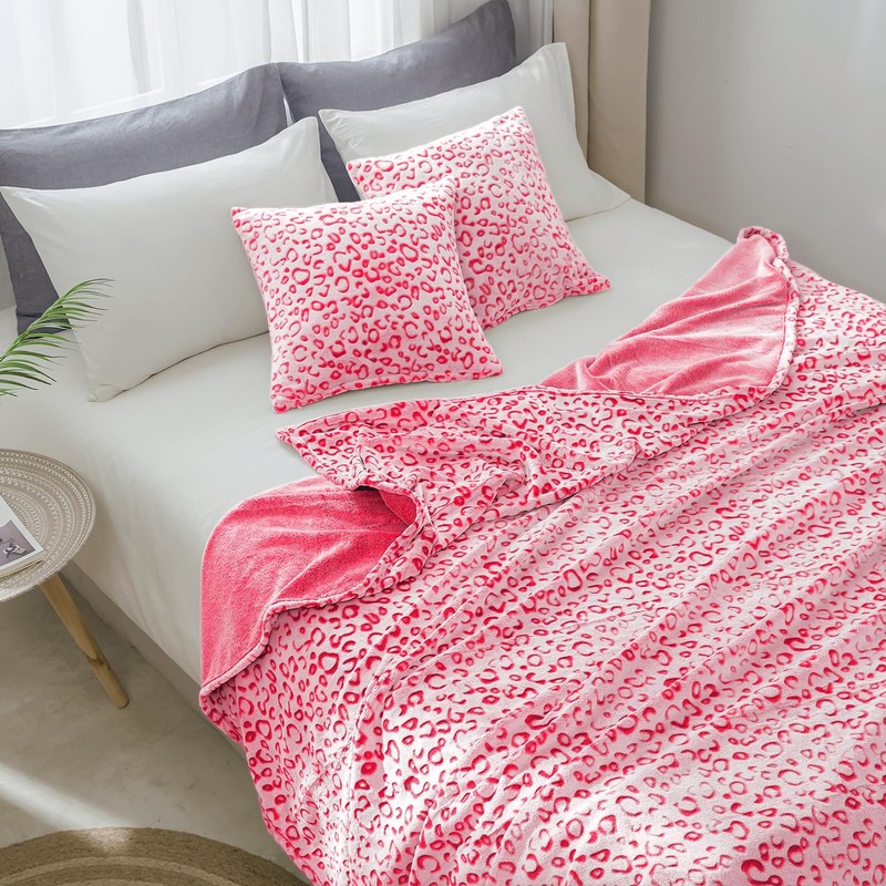 Hot Pink Leopard Print Throw Blanket 60x80 inch Super Soft Fluffy Fleece gallery