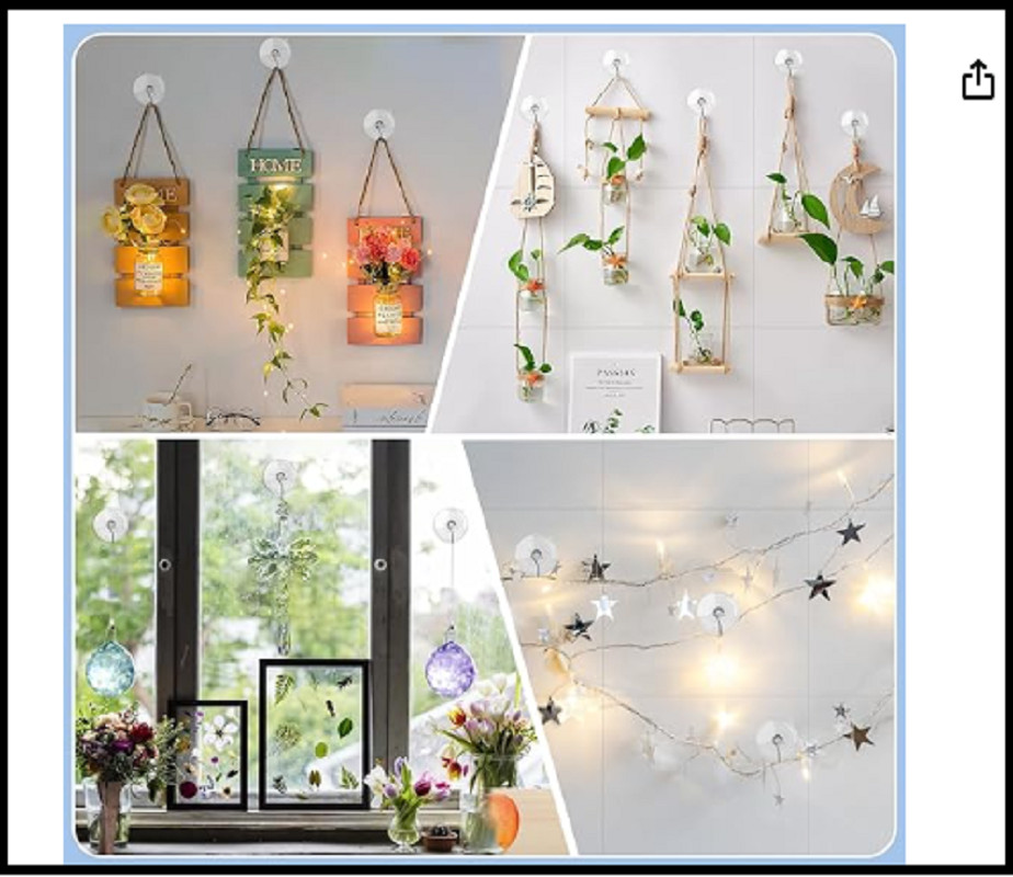 Suction Cup Hooks, 2.5 Inches Clear PVC Suction Cups with Metal Hook gallery