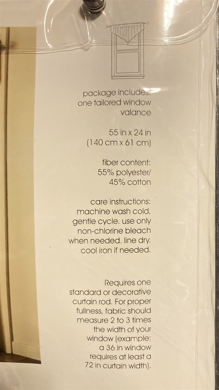 Jacquard Window Valance (2 Pks) 55 X 24" 140 X 61 cm,New in pkg Beige PET RESCUE gallery