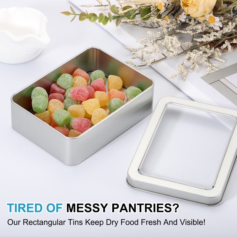 5.1 x 3.7 x 2.4 Inch Rectangular Storage Tins Box with Lid Window gallery