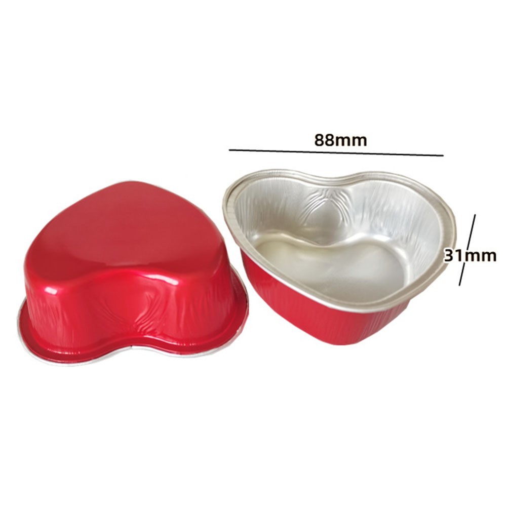 Convenient Heart Shaped Baking Pans with Lids Set of 10 100ML Aluminum Foil gallery