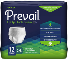 Prevail Extra Absorbency Underwear Diaper, 2X-Large, PV-517 12/Pack, 2 Packs