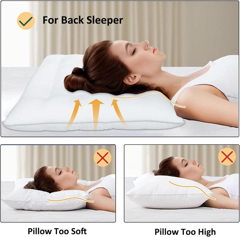 Flat Pillows for Sleeping,Ultra Thin Bed Pillows Standard Size for Stomach and S gallery