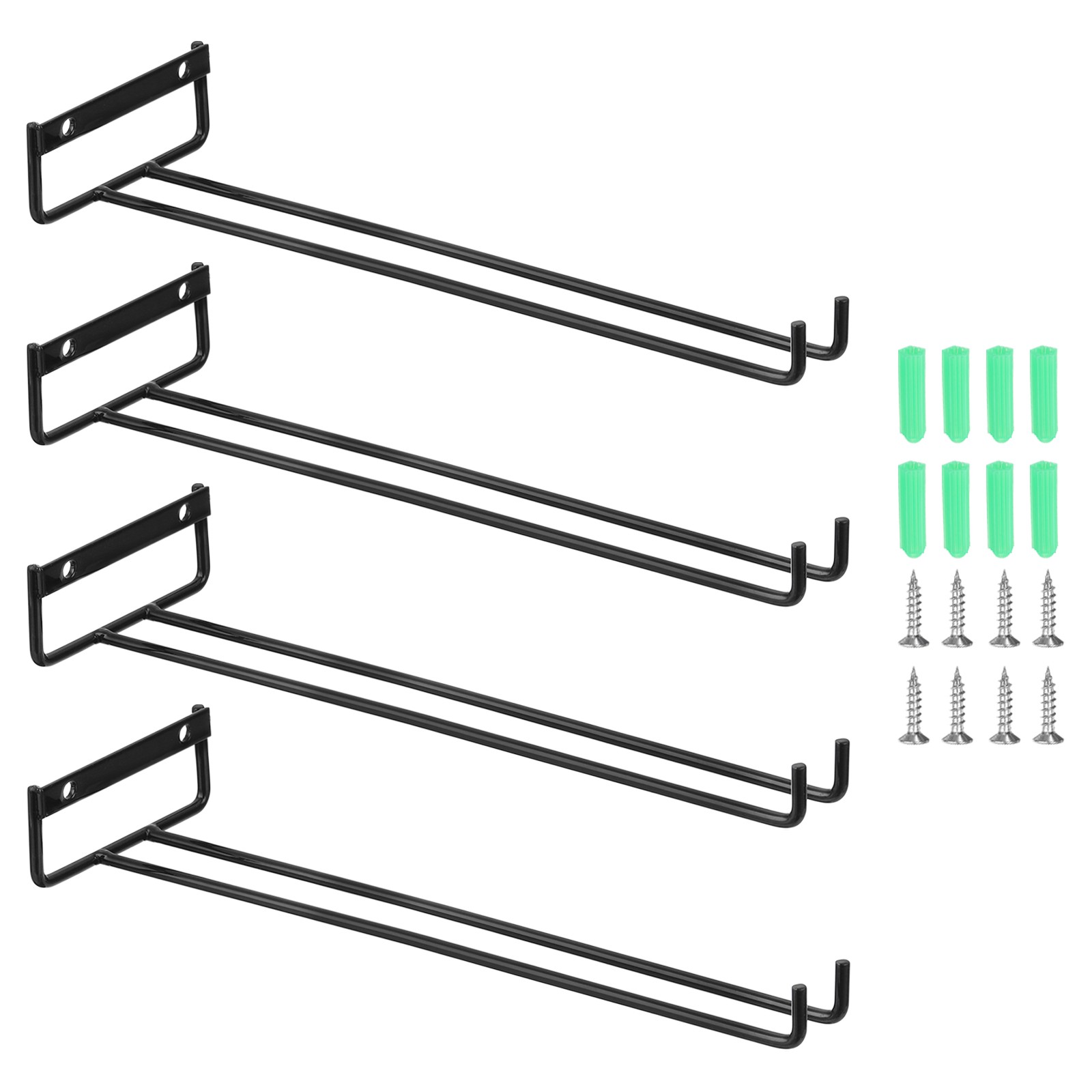 11.81 Inch Iron Wine Glasses Rack for Cabinet Kitchen, Black, 4Pcs gallery
