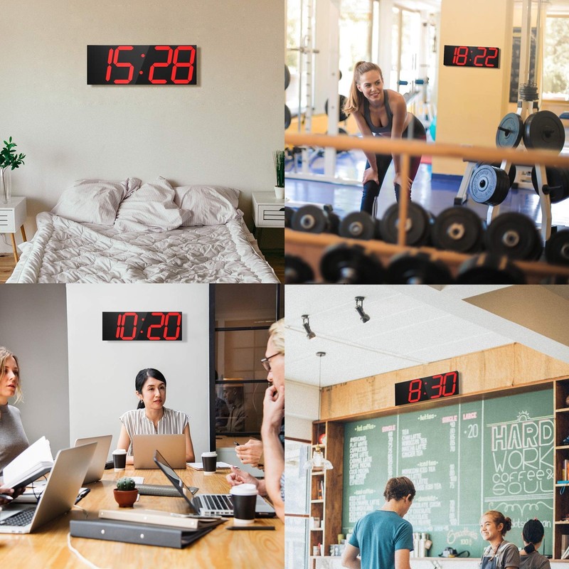 LED Large Digital Wall Clock, Oversize Wall Clock with 6” Numbers, Remote Con... gallery