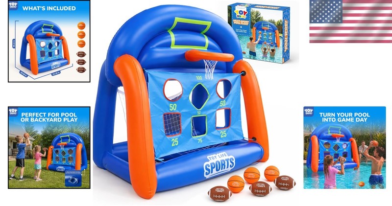 Inflatable Family Pool Games - Interactive Basketball & Target Toss for All Ages gallery