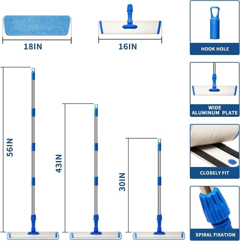 18" Professional Microfiber Mop Floor Cleaning, Flat Mop with Stainless Steel Ha gallery