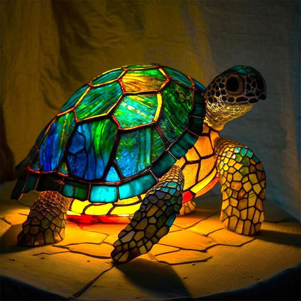 3D Animal Table Lamp Series Stained Glass Stained Night Light Retro Desk Lam US gallery