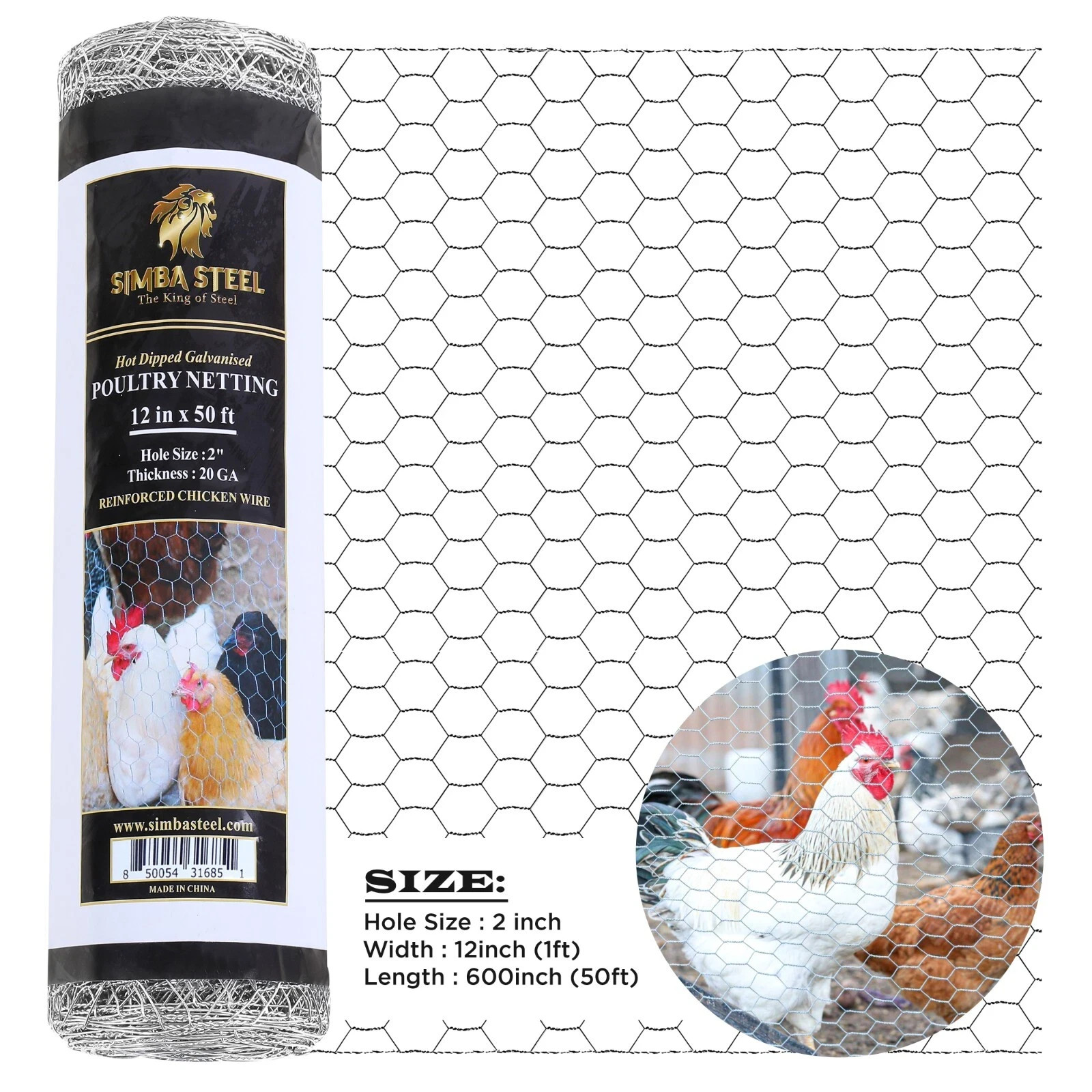 Poultry Netting 1 FT x 50 FT Galvanized Chicken Wire 2 Inch Metal Mesh Fence gallery