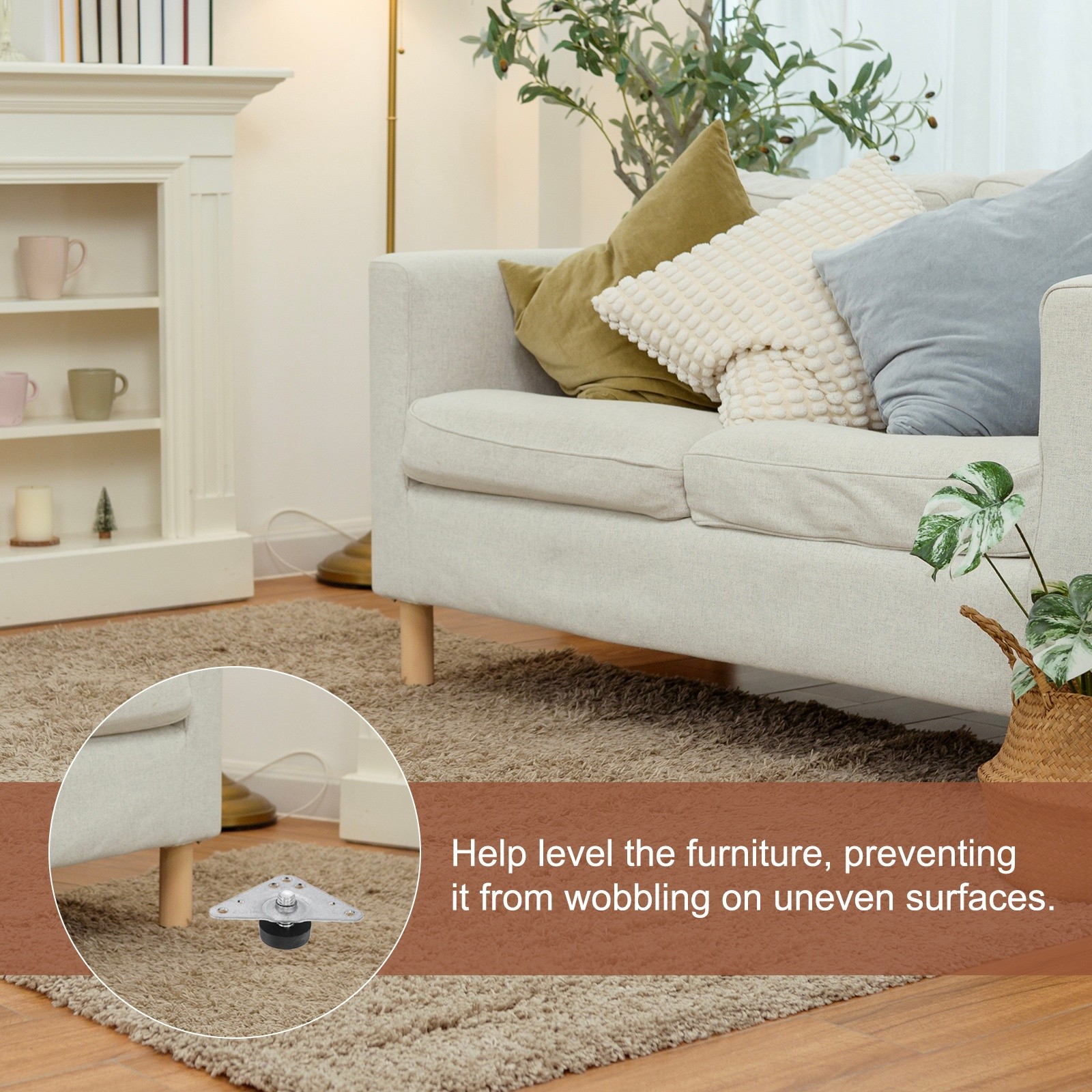 4Pcs Furniture Leveling Feet, Adjustable Metal Feet Levelers (34 x 19 x 39mm) gallery