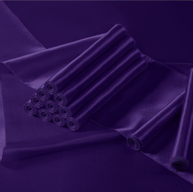 Dark Purple Table Runner, 12Pcs 12x108 Inch, Smooth Satin, Party Decor gallery