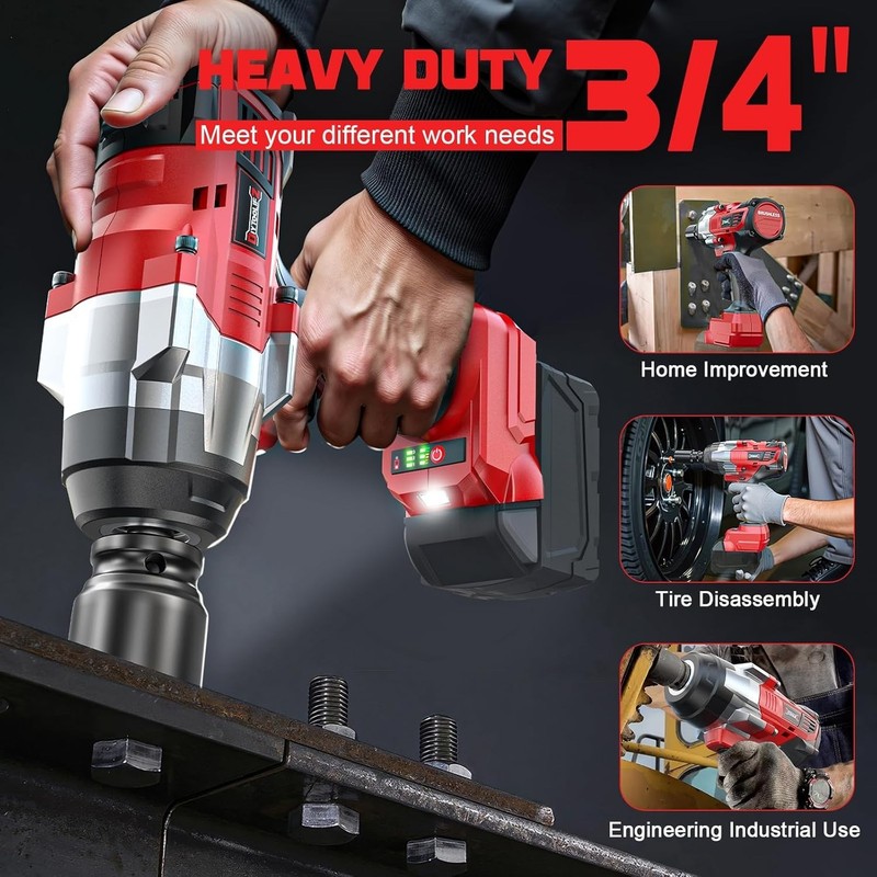 3/4" Cordless Impact Wrench Compatible with Milwaukee 18V Battery: 1850FT-LBS... gallery