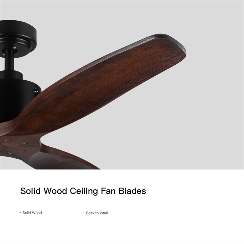 52in Modern Solid Wood Ceiling Fan No Light Reversible Remote for Indoor 5000CFM gallery