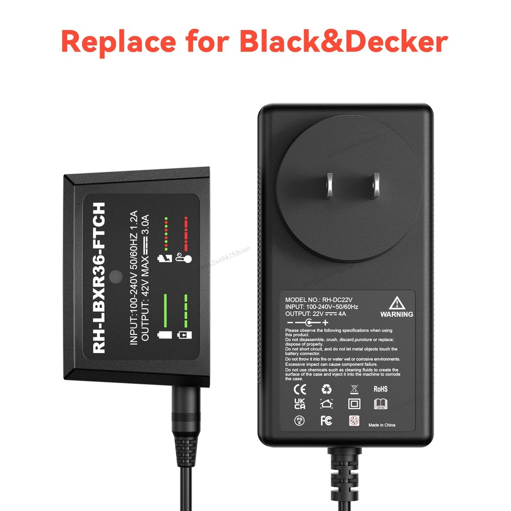 5.0Ah For Black Decker 40Volt Max Lithium Battery+Charger LBXR36 LBX2040 LSW36