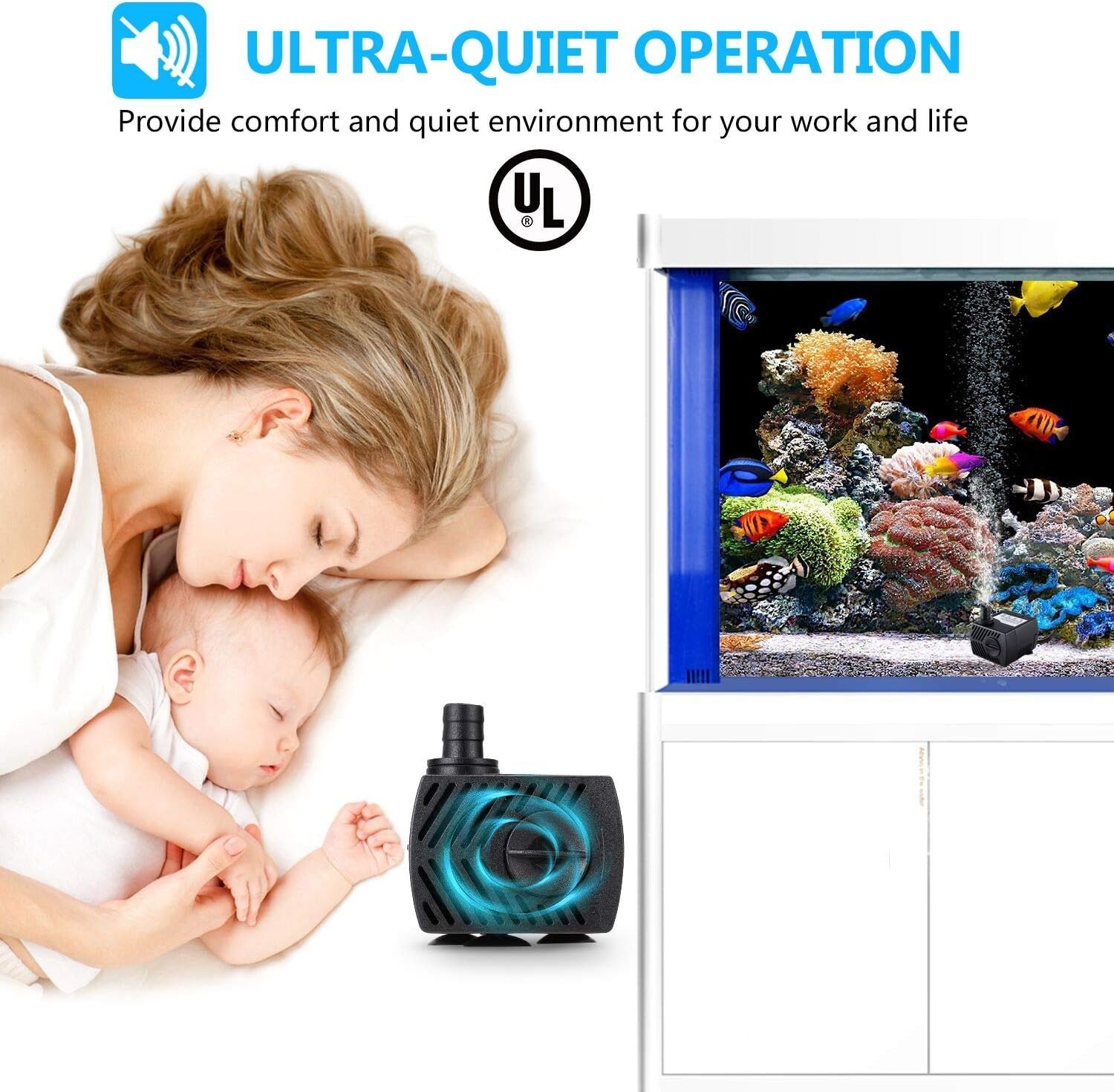 Fountain Pump, 80GPH(4W 300L/H) Submersible Water Pump, Durable Outdoor Fountain gallery