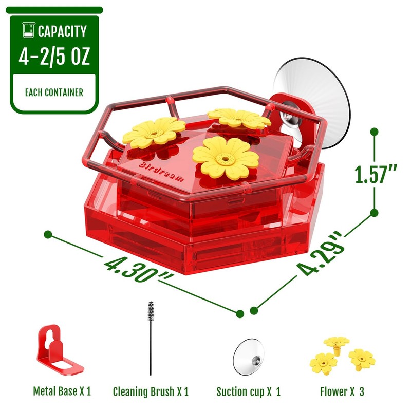 Birdream 2 Pack Window Hummingbird Feeders for Outdoors, Hummingbird Feeder with gallery