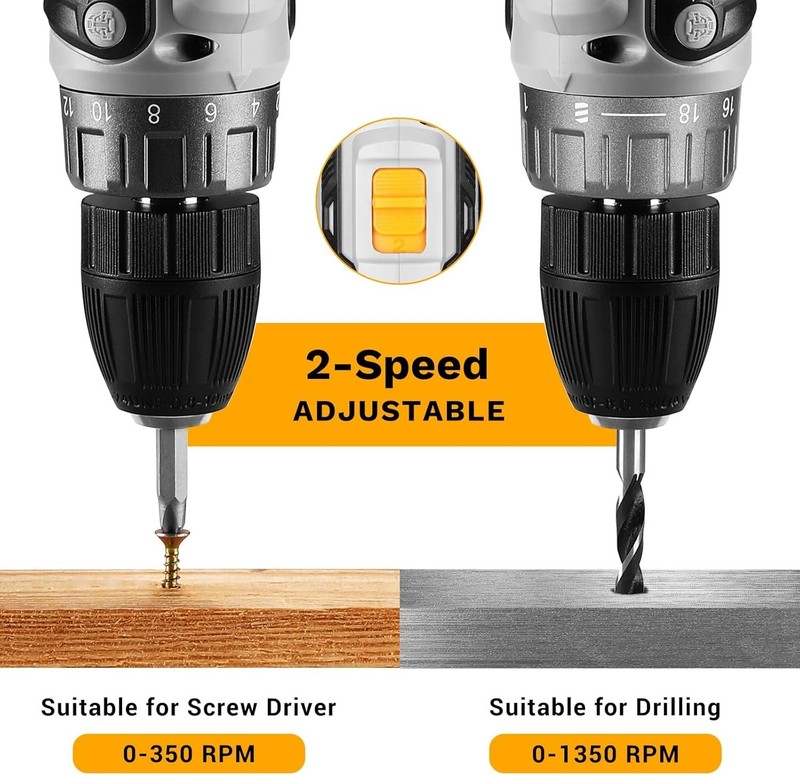 Power Drill Cordless: Cordless Drill 20V Electric Power Drills Set Tool Drill... gallery