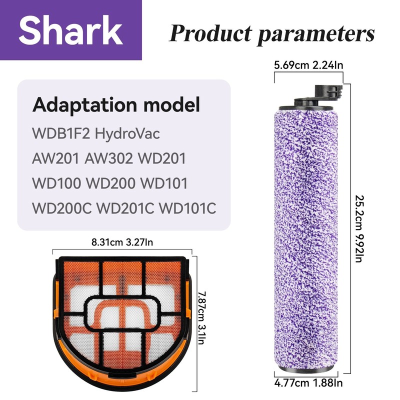 E.LUO Vacuum Brush RollKit with Strainer Filter Cotton for Shark WD100WD101WD200 gallery