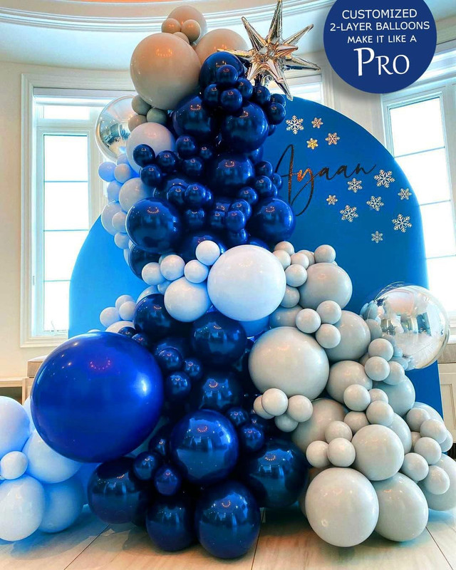 Chrome Blue Double-Stuffed Balloons Different Sizes 52 PACK 18+10+5 Inch Metalli gallery