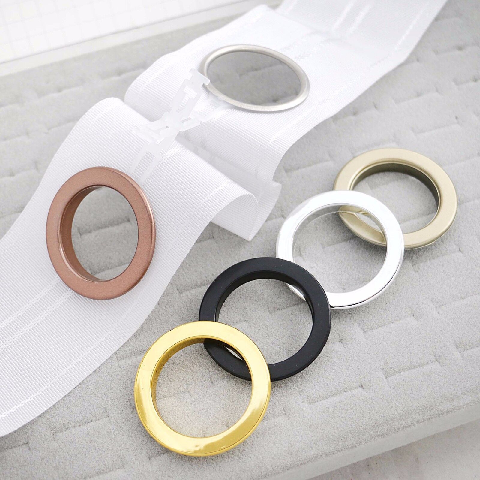 Drapery plastic Grommets - 1-5/8" anti brass No tools requried for installation gallery