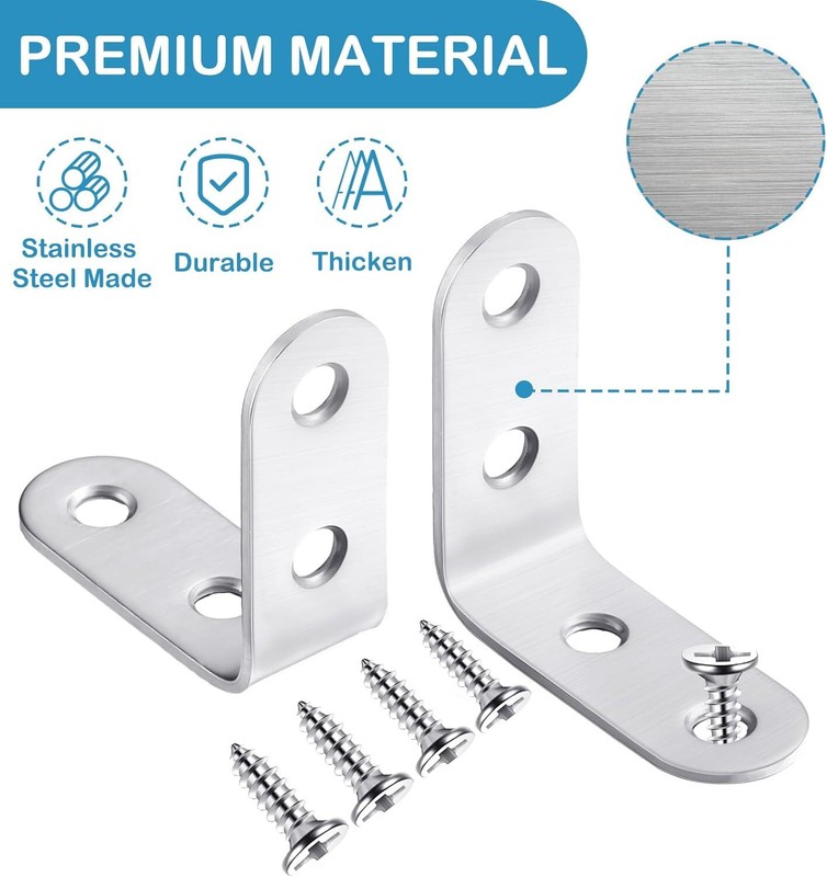 L-Shaped Bracket Corner Brace 1.5in 90 Degree Angle Corner Stainless Steel Lot gallery