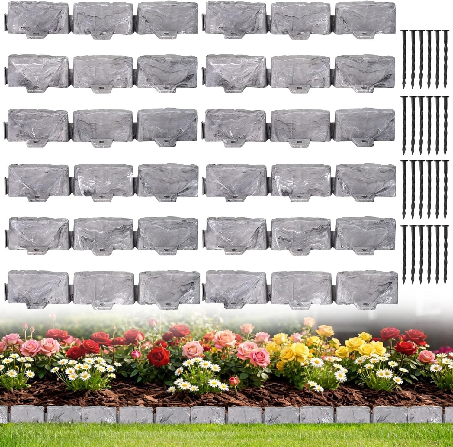 Landscape Edging Faux Stone Garden Edging Border,17Ft X 2.75 in Tall Decorative gallery