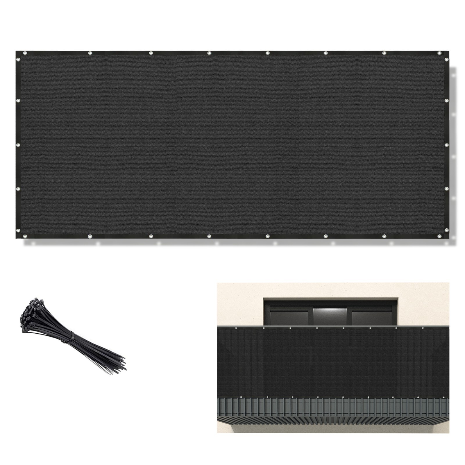 3', 4', 5', 6' Tall Outdoor Privacy Mesh Fence Screen Cover Garden Patio Black gallery