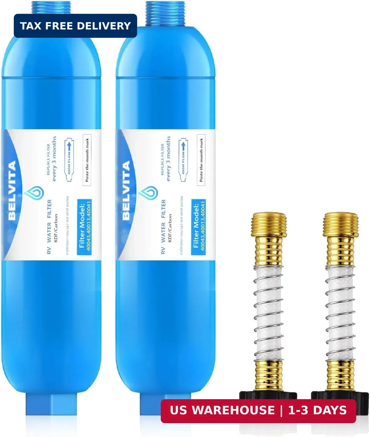RV inline water filter with Flexible Hose Protector,Dedicated for RVs and Marine gallery